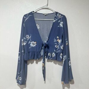 L.A Hearts Floral tie front crop long sleeve